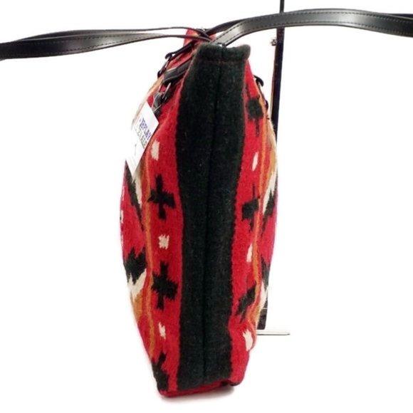 Artisan Multicolor Handwoven Wool Blend Zapotec Cross Print Purse Womens Large - Picture 3 of 10